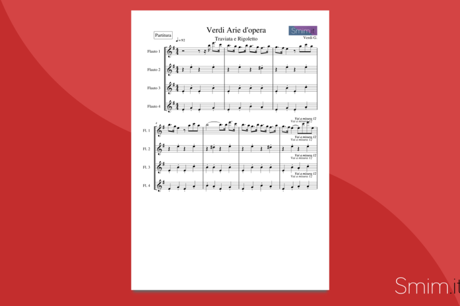 Verdi Medley - spartito gratis per ensemble di flauti