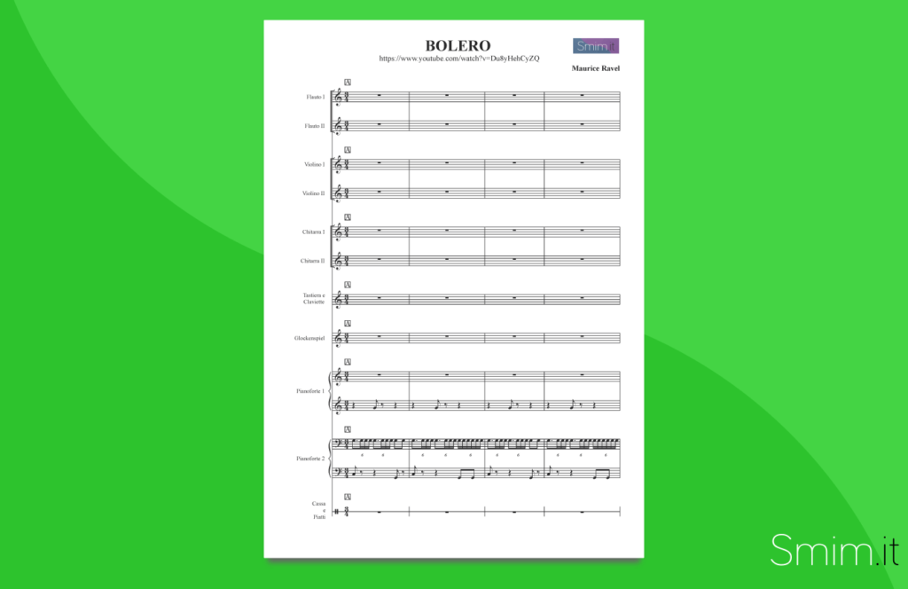 bolero di ravel, per orchestra scolastica | partitura gratuita