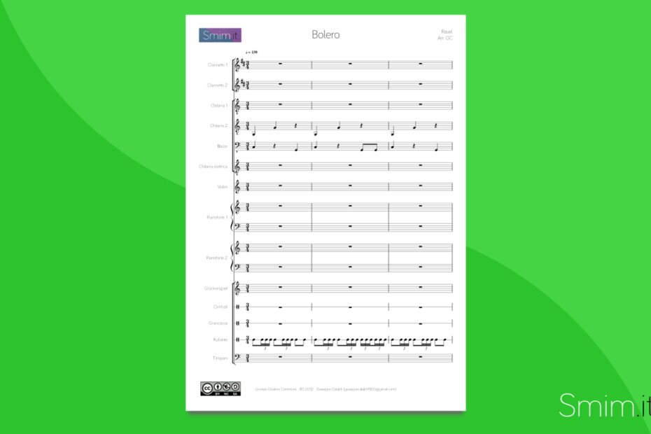 Bolero di Ravel - partitura per orchestra scolastica