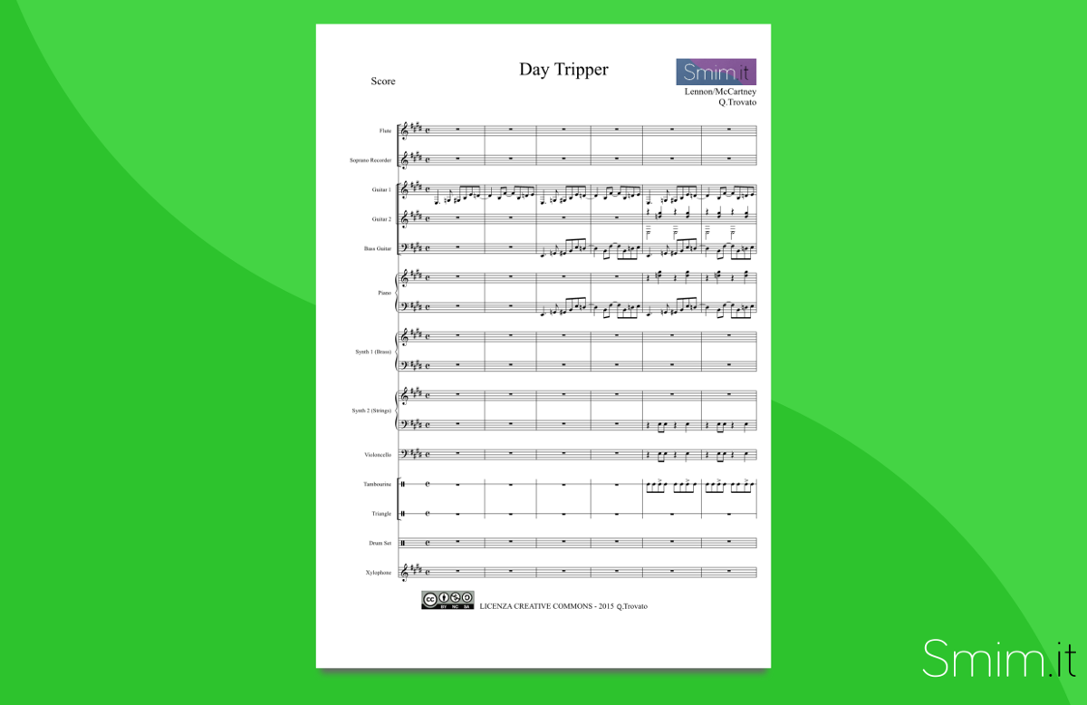 Beatles - Day Tripper - partitura per orchestra scolastica