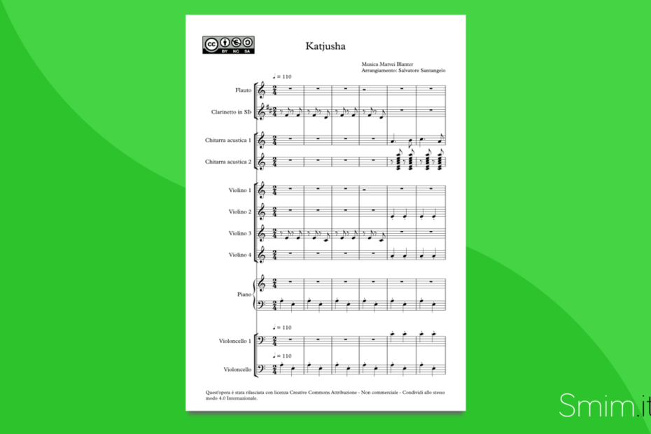 Katyusha - partitura gratis per orchestra scolastica