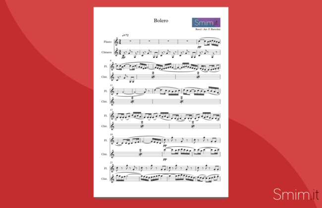 Bolero di Ravel - Spartito gratis per flauto e chitarra