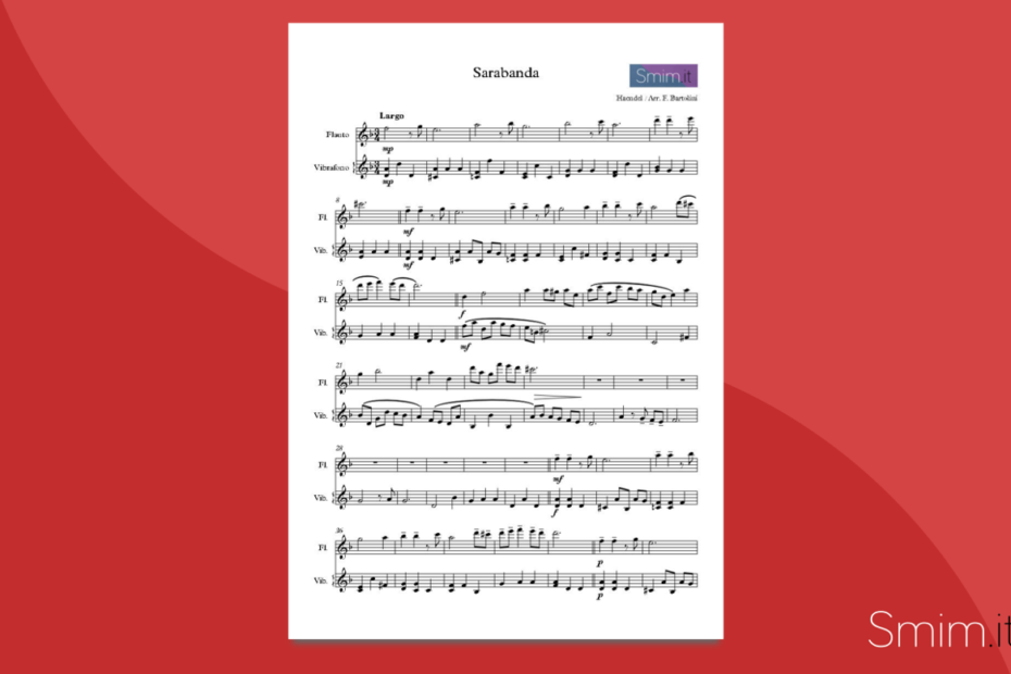 Sarabanda di Handel - spartito gratis per flauto e vibrafono