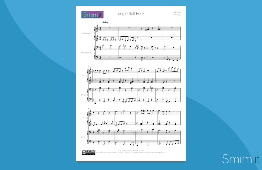 Jingle Bell Rock - Spartito per Pianoforte a 4 Mani
