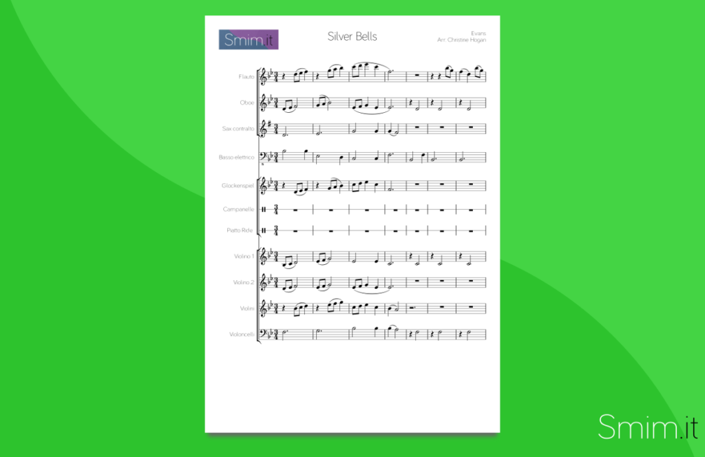 Silver Bells - Partitura gratis per Orchestra Scolastica