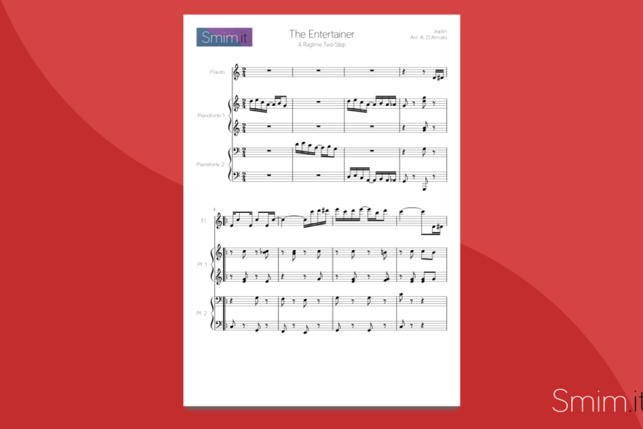 The Entertainer - Spartito per Flauto e Pianoforte a 4 Mani