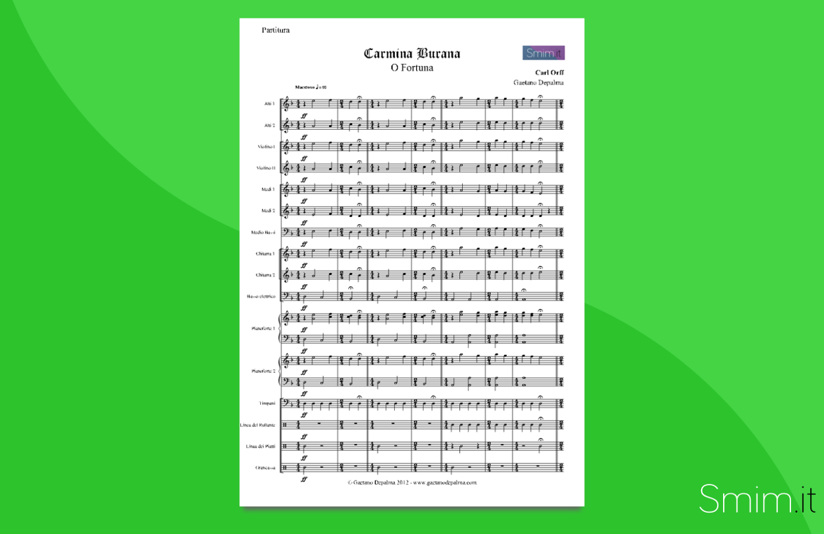 Carmina Burana - O Fortuna - Partitura gratis per Orchestra Scolastica