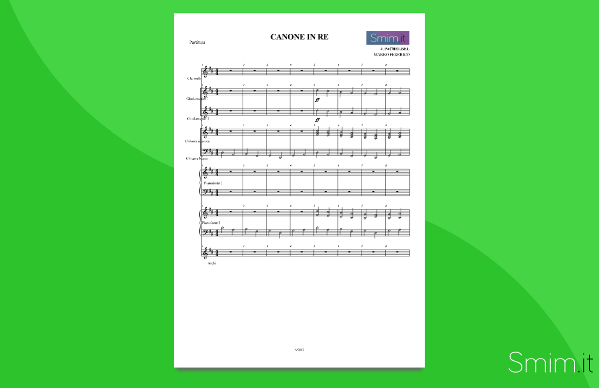 Canone di Pachelbel - Partitura per Orchestra Scolastica