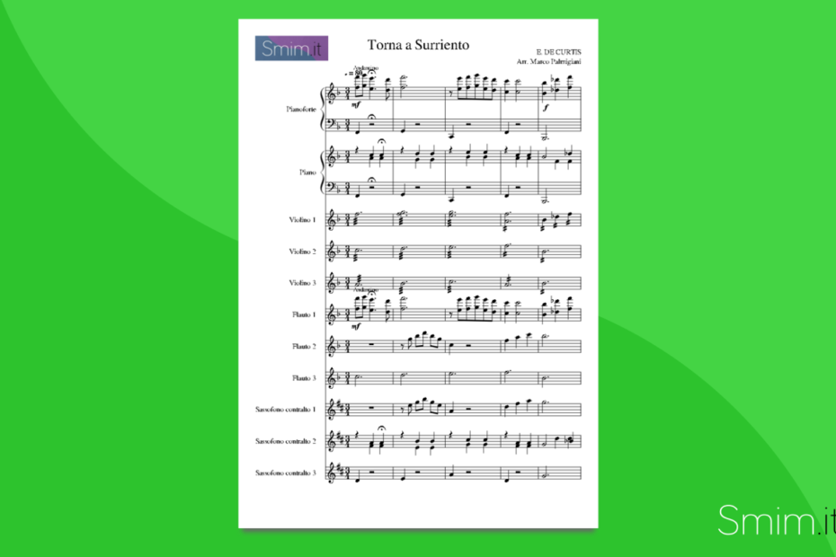 Torna a Surriento | Partitura gratis per orchestra scolastica