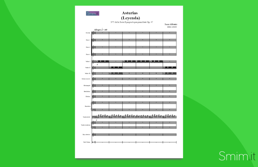 asturias di albeniz | partitura gratis per orchestra scolastica