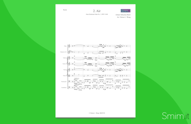 aria sulla quarta corda di bach - partitura gratis per orchestra scolastica