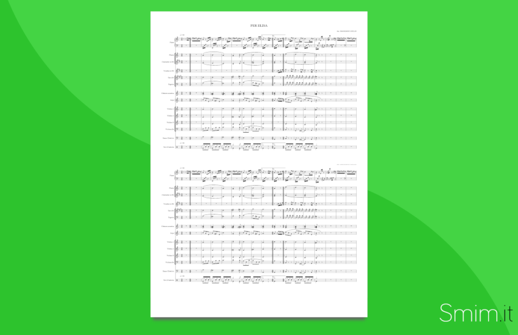 beethoven - per elisa | partitura gratis per orchestra scolastica