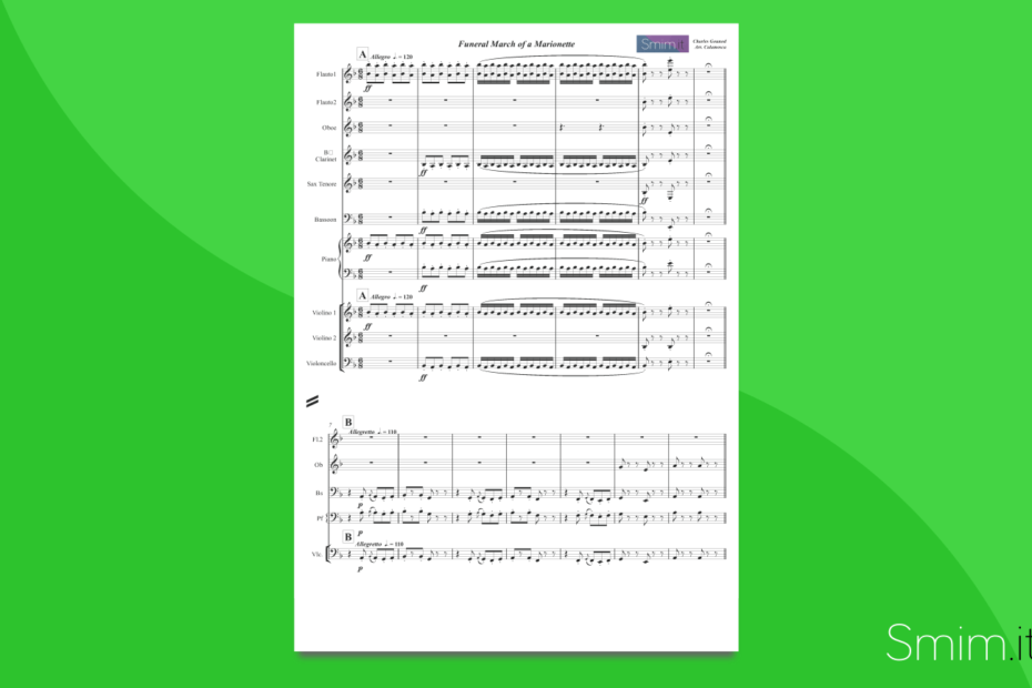gounod - marcia funebre per una marionetta | partitura gratis per orchestra scolastica