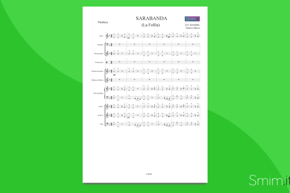 handel - sarabanda (la follia) | partitura gratis per orchestra di scuola media ad indirizzo musicale
