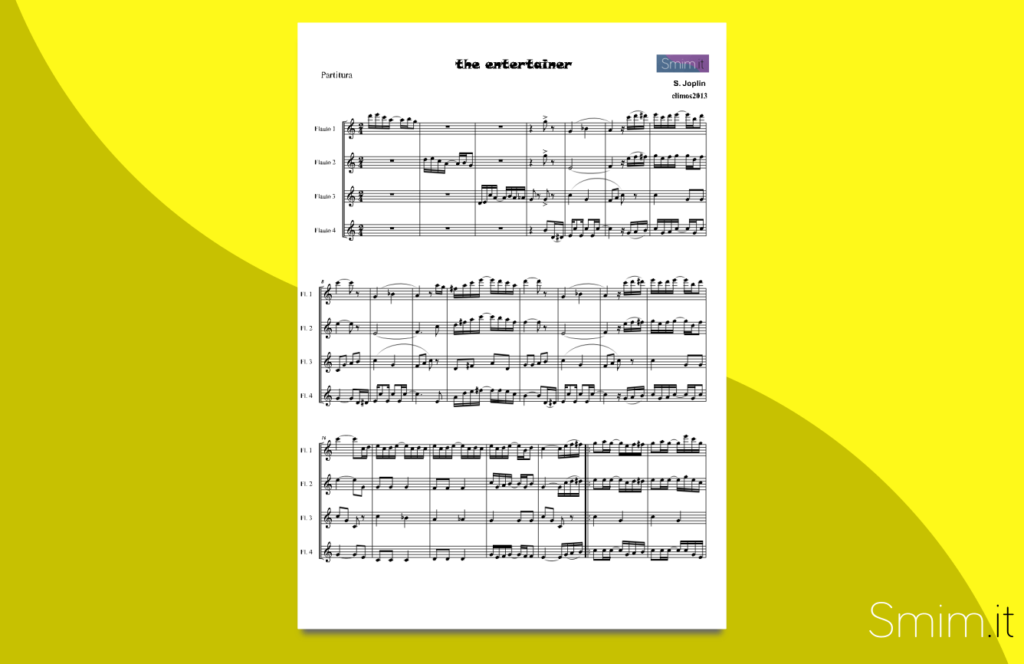 the entertainer | spartito gratis per ensemble di flauti