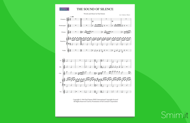 The Sound Of Silence Partitura Per Orchestra Scolastica