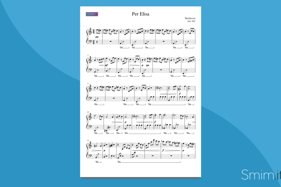 Per Elisa | spartito gratis per pianoforte facile