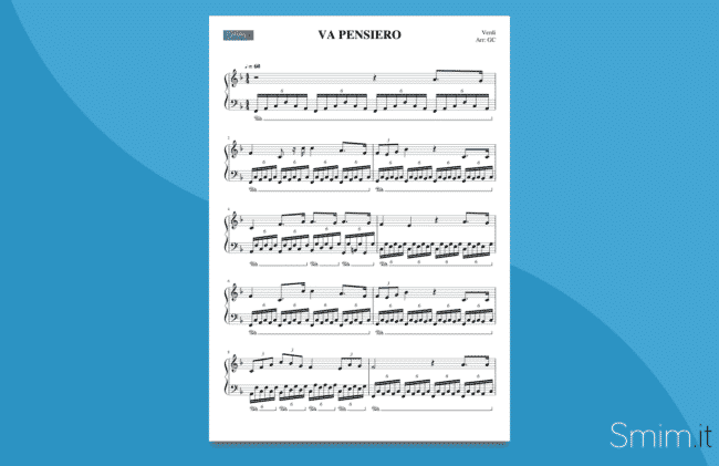 va pensiero | spartito gratis per pianoforte