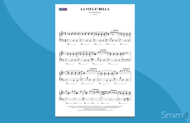 LA VITA È BELLA (LA VIE EST BELLE) - Partition musique de film