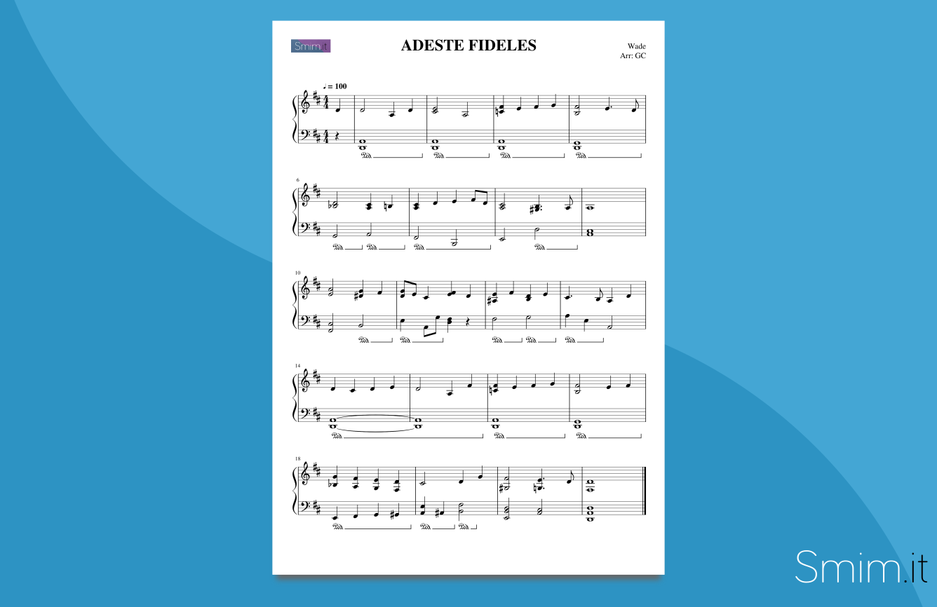 Adeste Fideles - Venite Fedeli (spartito per pianoforte)