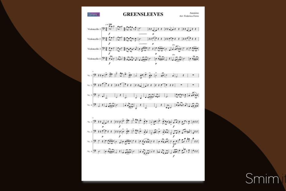 greensleeves | spartito gratis per ensemble di violoncelli