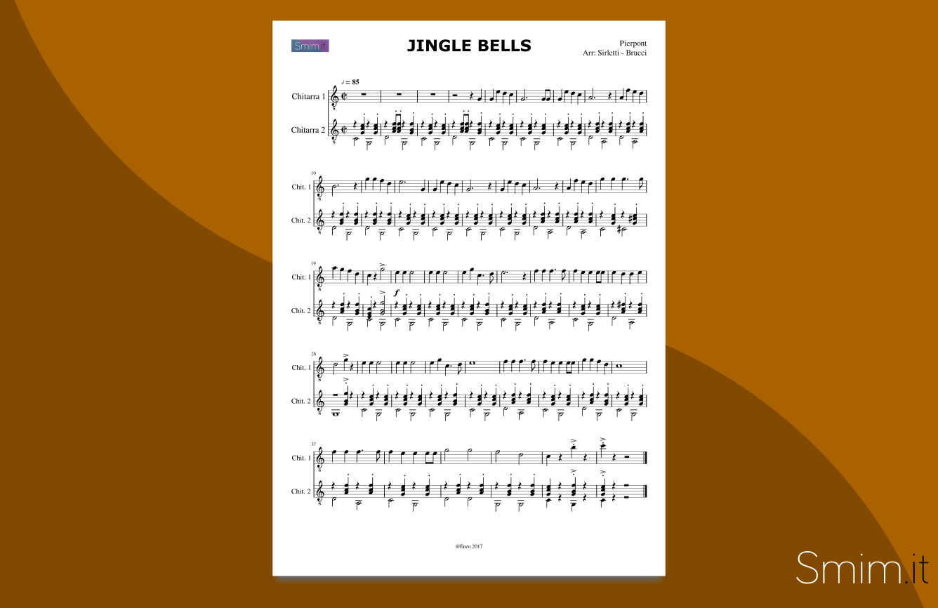 jingle bells | spartito gratis per duo di chitarre