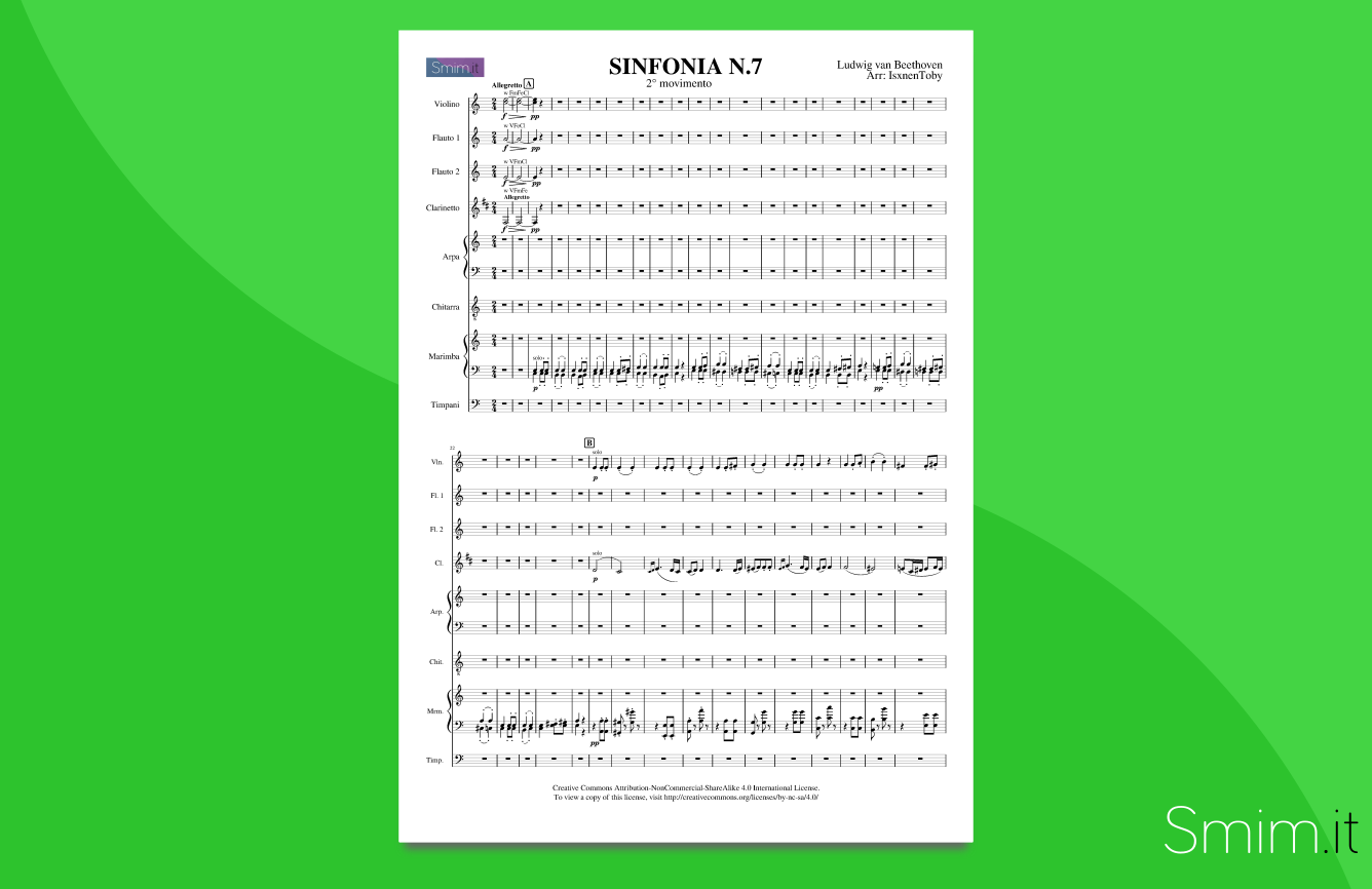 sinfonia n.7 di beethoven | partitura gratis per orchestra scolastica