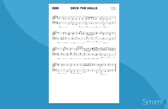 deck the halls | spartito gratis per pianoforte