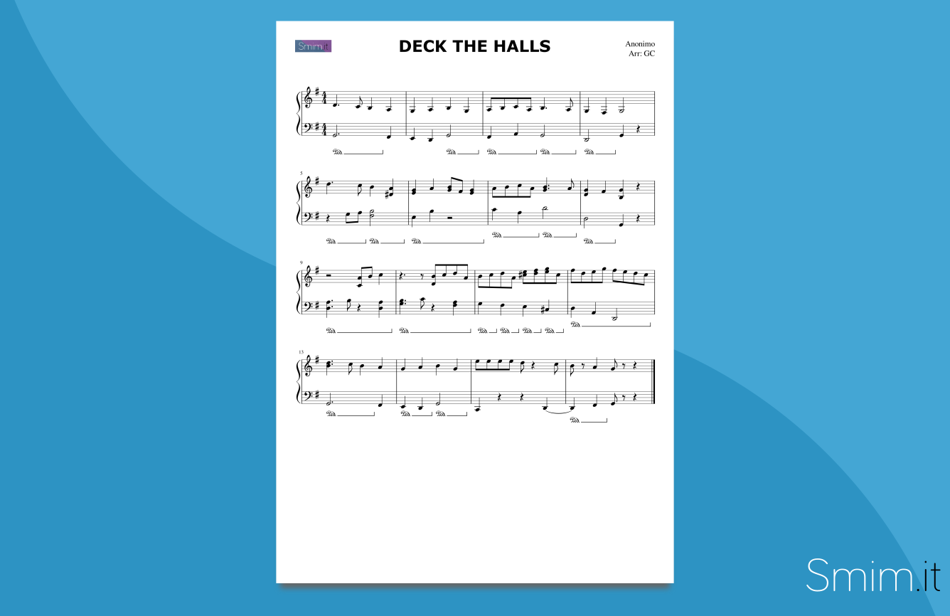 deck the halls | spartito gratis per pianoforte