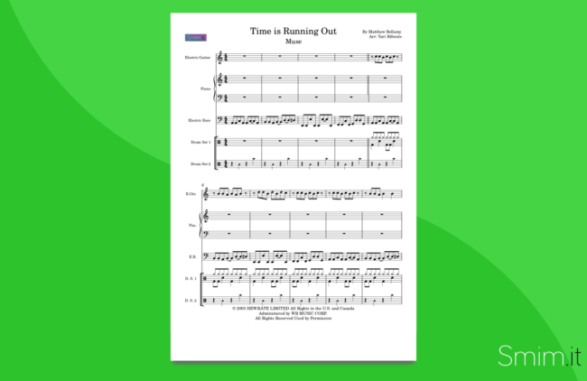 Time is running out, dei Muse: partitura per orchestra scolastica