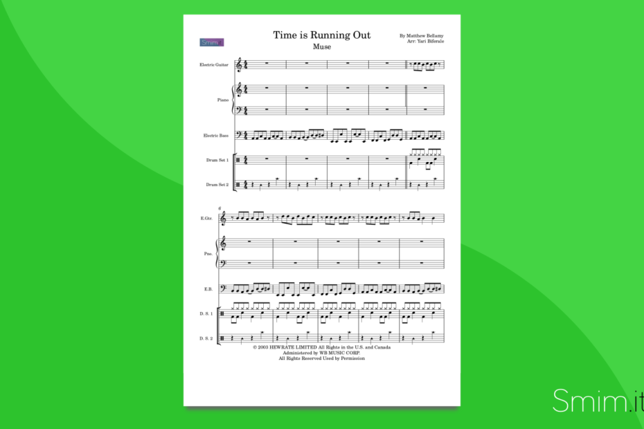 time is running out, dei muse - partitura per orchestra scolastica