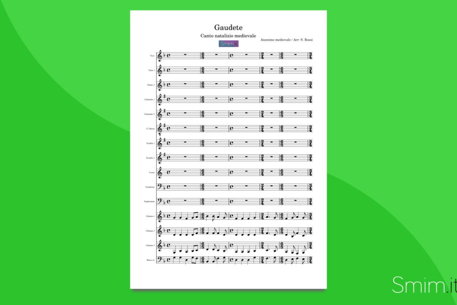 Gaudete, canto natalizio medievale: partitura gratis per orchestra scolastica