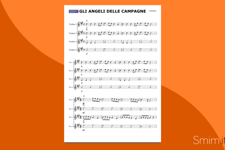 gli angeli delle campagne: spartito gratis per ensemble di violini