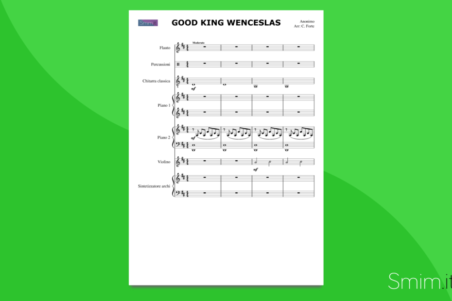 Gook King Wenceslas: partitura gratis del canto natalizio inglese, arrangiato per orchestra di allievi di scuola secondaria di primo grado ad indirizzo musicale